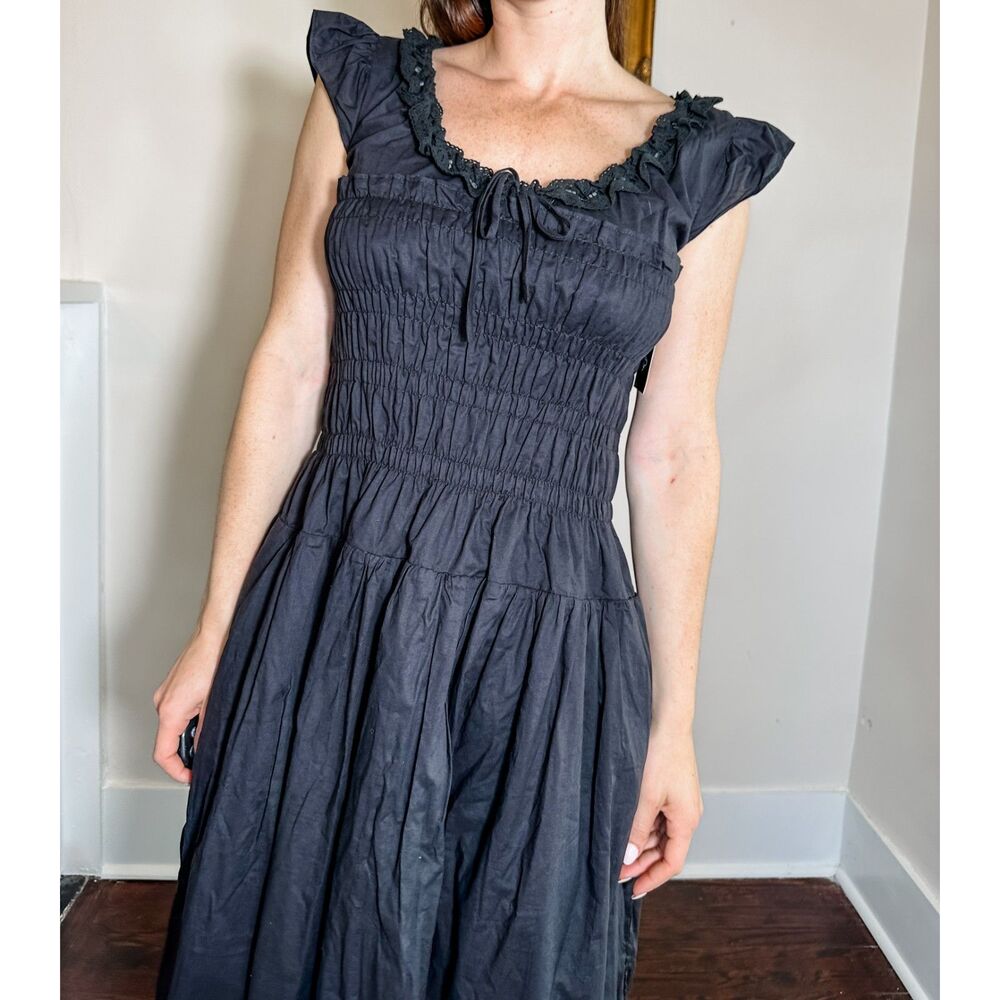 Sofie the Label Bohemian Black Cinched Maxi Dress Size Small